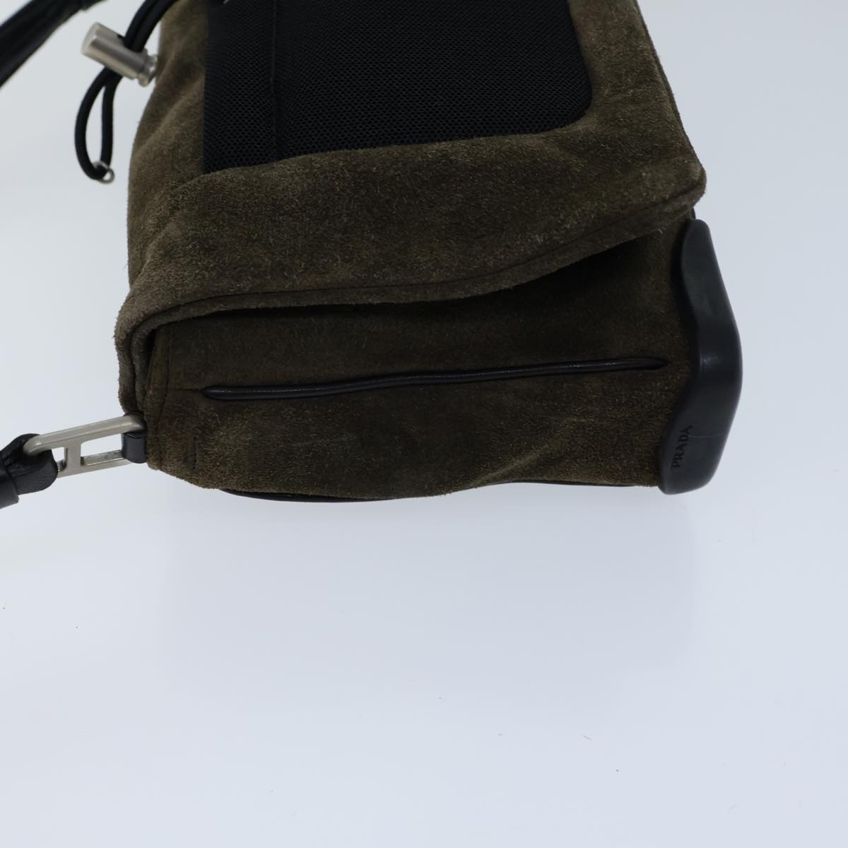 PRADA Shoulder Bag Suede Khaki  72953