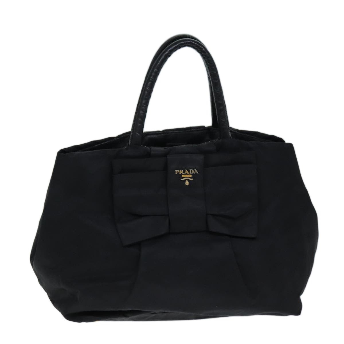 PRADA Ribbon Hand Bag Nylon Black  72955