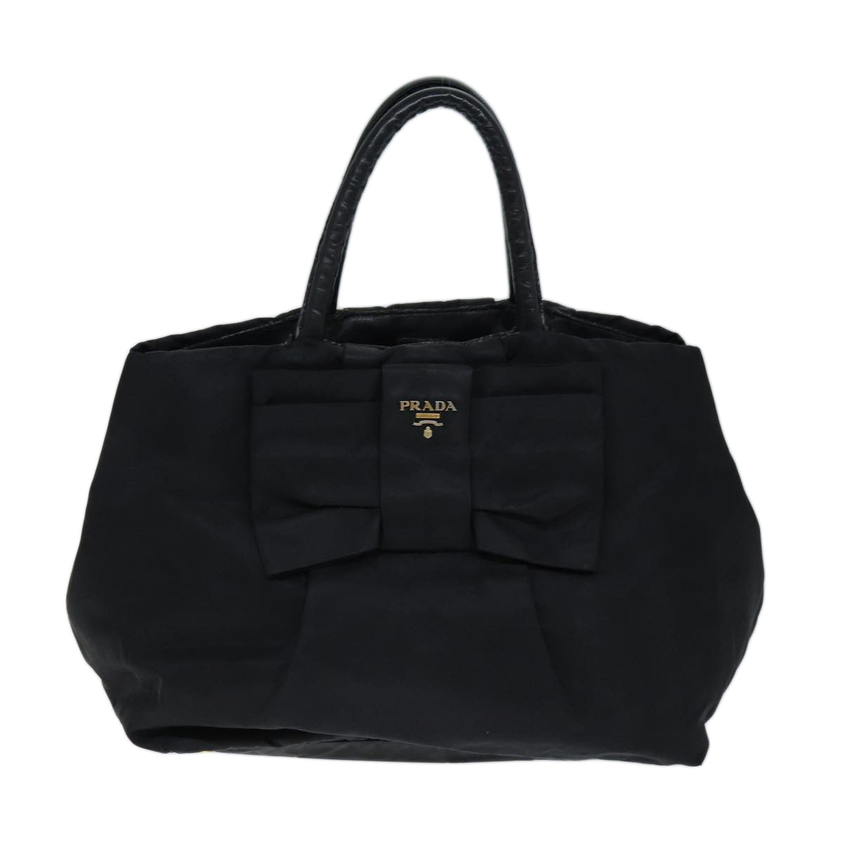 PRADA Ribbon Hand Bag Nylon Black  72955