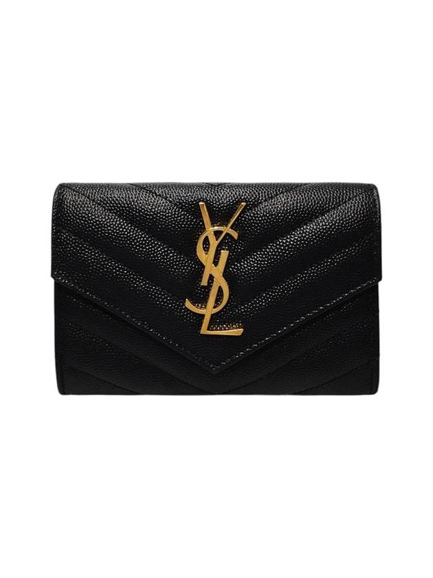 Saint Laurent 414404 Monogram Envelope Gold Logo Card Business Wallet