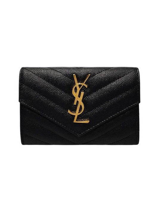 Saint Laurent 414404 Monogram Envelope Gold Logo Card Business Wallet