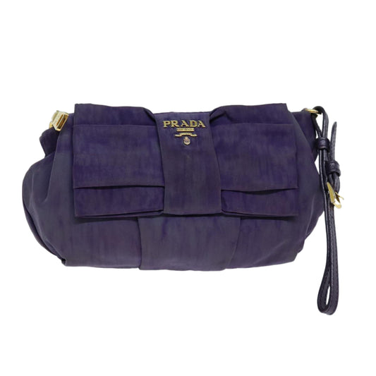 PRADA Ribbon Pouch Nylon Purple  73020