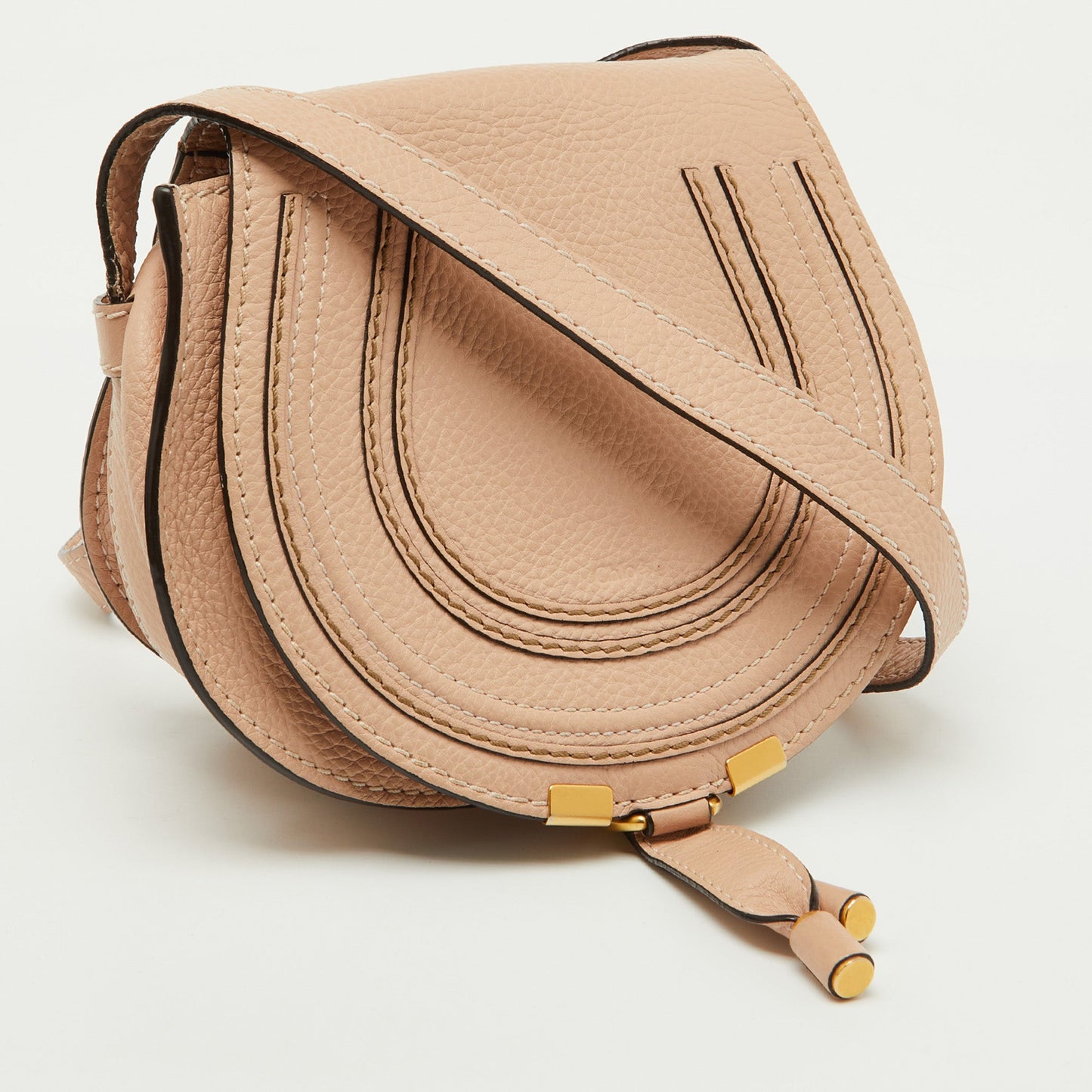 Chloe Beige Leather Small Marcie Shoulder Bag