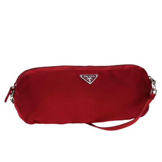 PRADA Shoulder Pouch Satin Red  73097