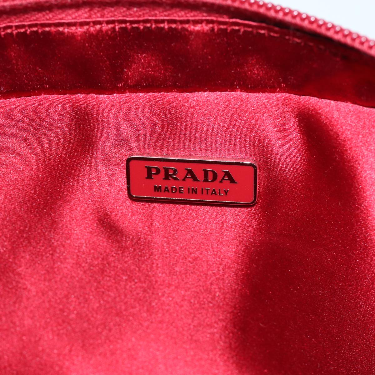 PRADA Shoulder Pouch Satin Red  73097