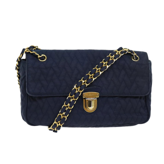 PRADA Chain Shoulder Bag Nylon Navy  73204