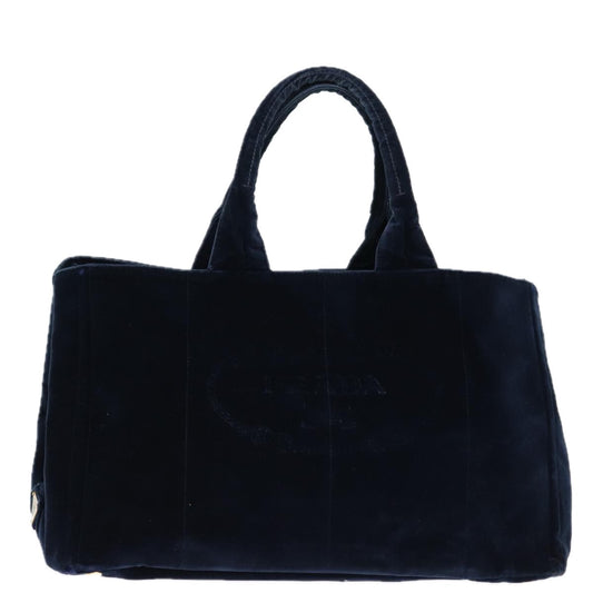 PRADA Canapa GM Hand Bag Velor Navy  73340