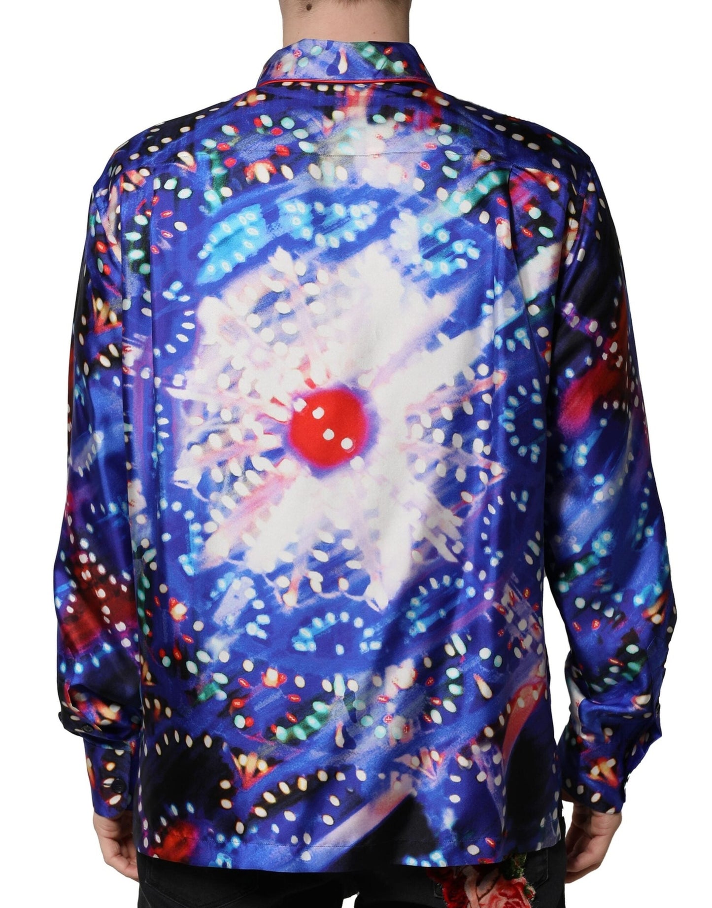 Dolce & Gabbana Multicolor Printed Silk Lounge Casual Men's Shirt