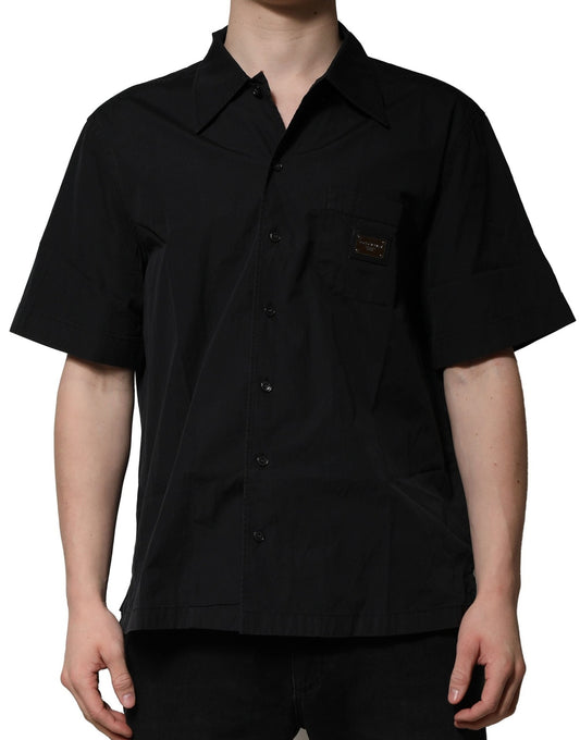 Dolce & Gabbana Black Cotton Short Sleeve Buttoned Casual Men's Shirt ()