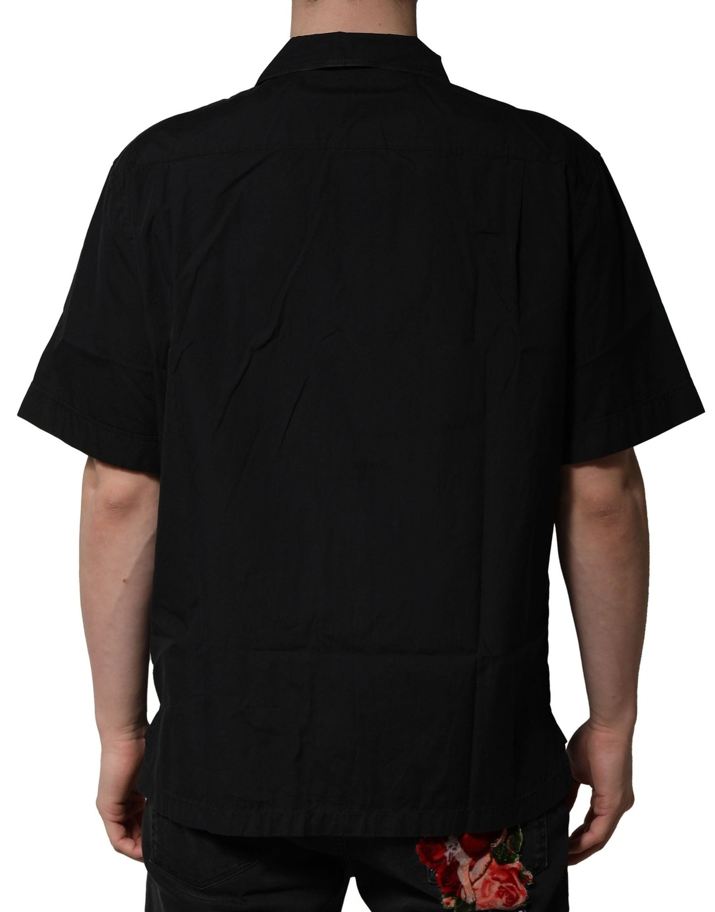 Dolce & Gabbana Black Cotton Short Sleeve Buttoned Casual Men's Shirt ()
