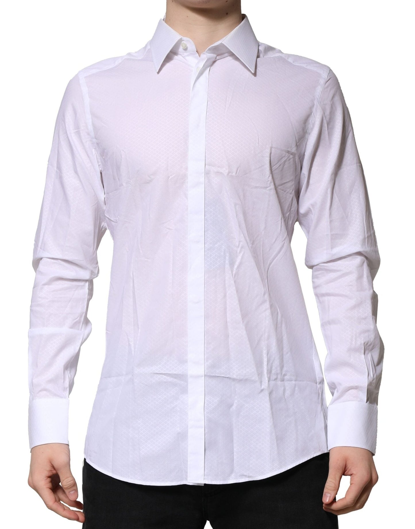 Dolce & Gabbana White MARTINI Long Sleeves Men Formal Men's Shirt