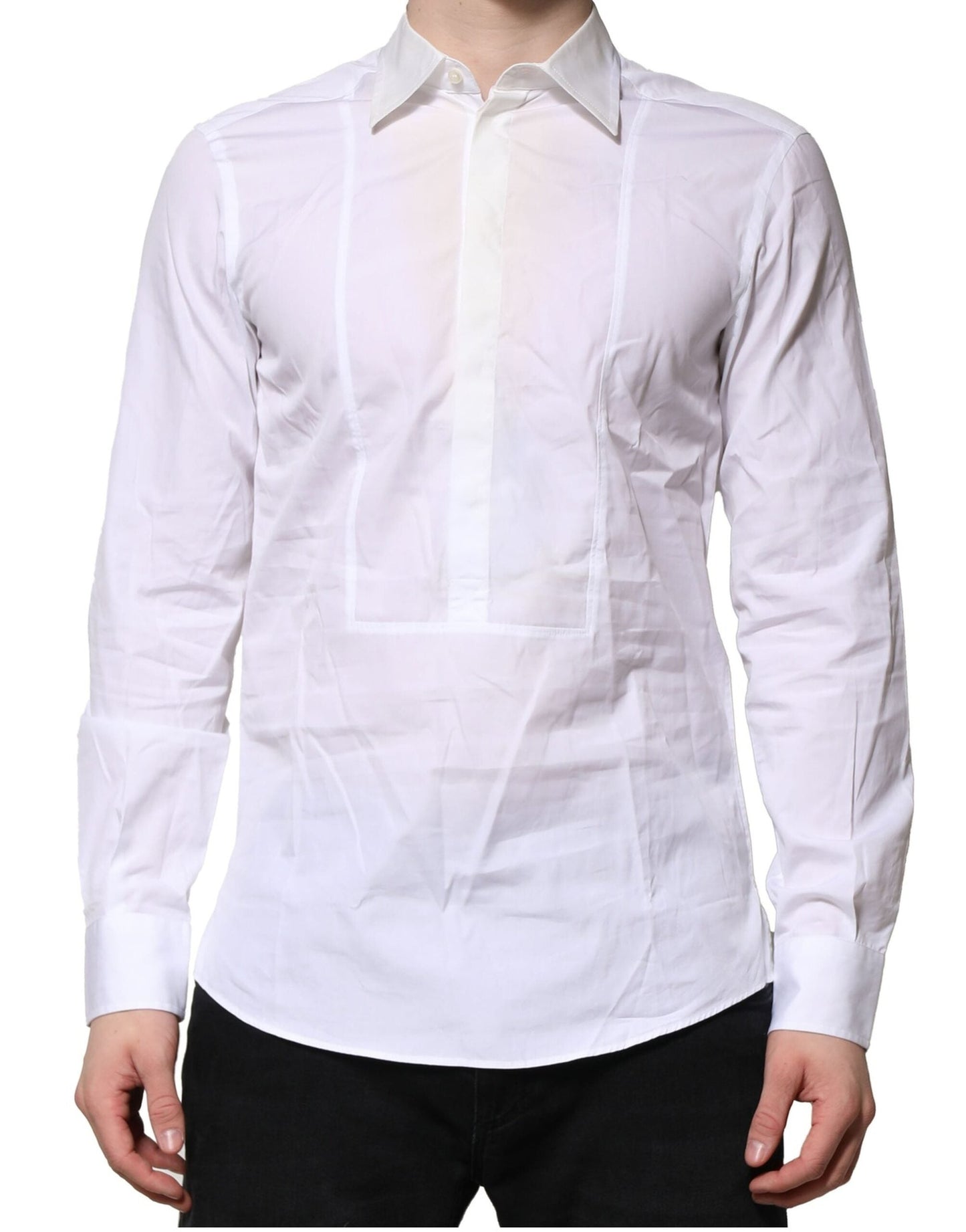Dolce & Gabbana White Poplin Cotton Formal Men Dress Men's Shirt ()