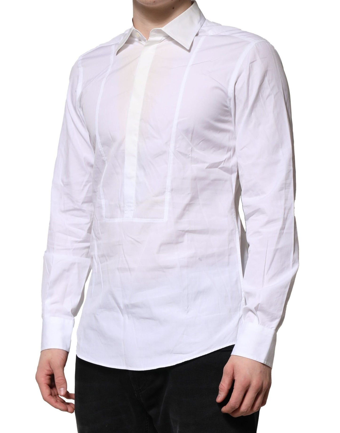 Dolce & Gabbana White Poplin Cotton Formal Men Dress Men's Shirt ()