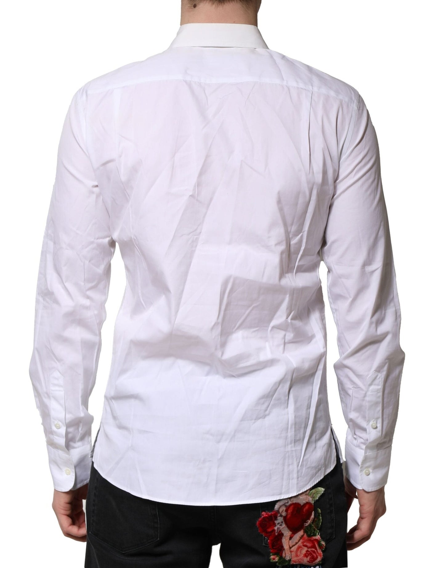 Dolce & Gabbana White Poplin Cotton Formal Men Dress Men's Shirt ()