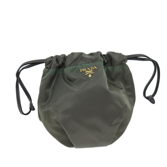 PRADA Drawstring Pouch Nylon Khaki  73649