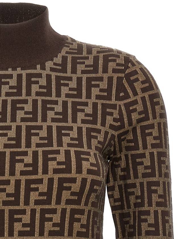 Fendi FF Cotton Turtleneck Brown