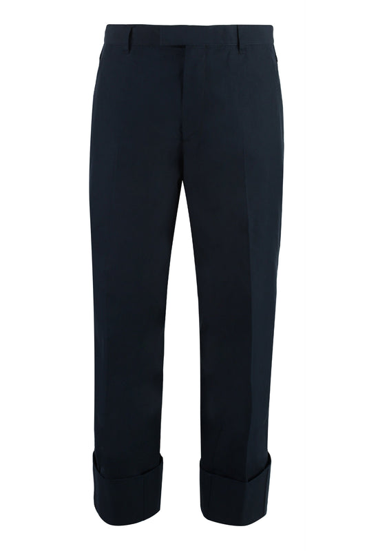 BOTTEGA VENETA Cotton Trousers with Roll-Up Ankle Cuffs