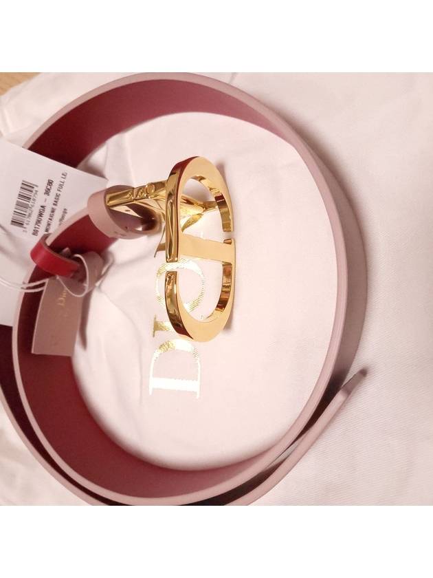 30 Montaigne 35mm Smooth Calfskin Reversible Belt Pink Dior