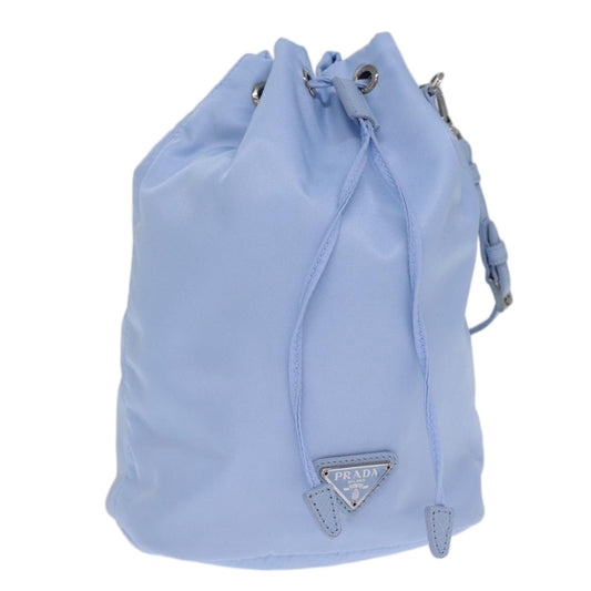 PRADA Drawstring Pouch Nylon Light Blue  73977