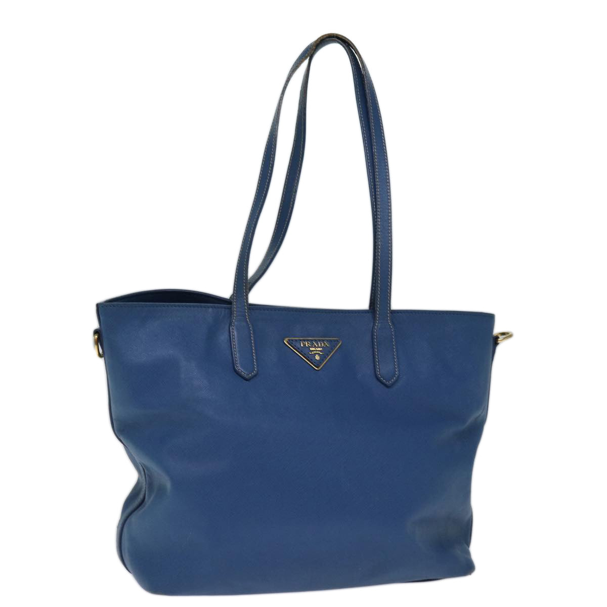 PRADA Tote Bag Safiano leather Blue  73978
