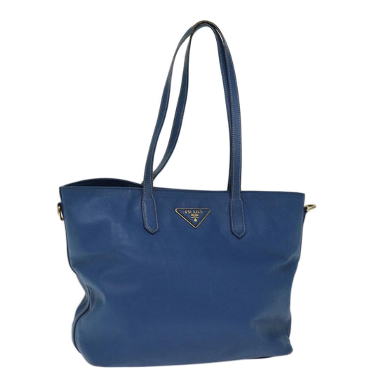 PRADA Tote Bag Safiano leather Blue  73978