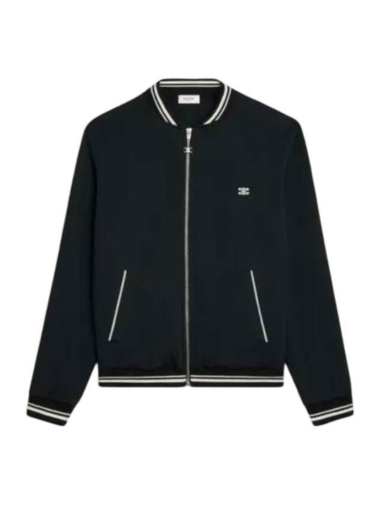CELINE Triomphe Teddy Zip Double Face Jersey Jacket Black