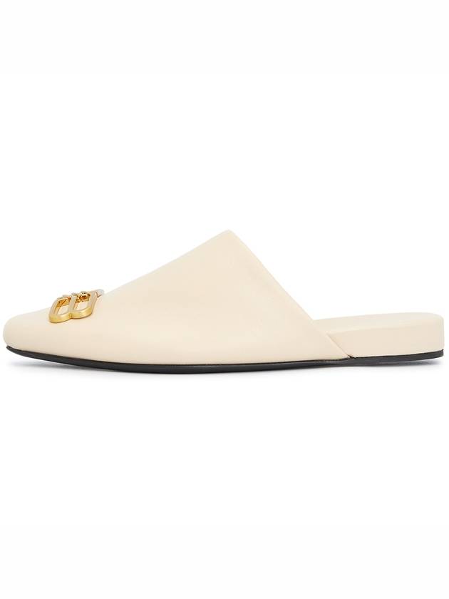 Balenciaga WoMen's BB Logo Leather Cozy Slippers Sand