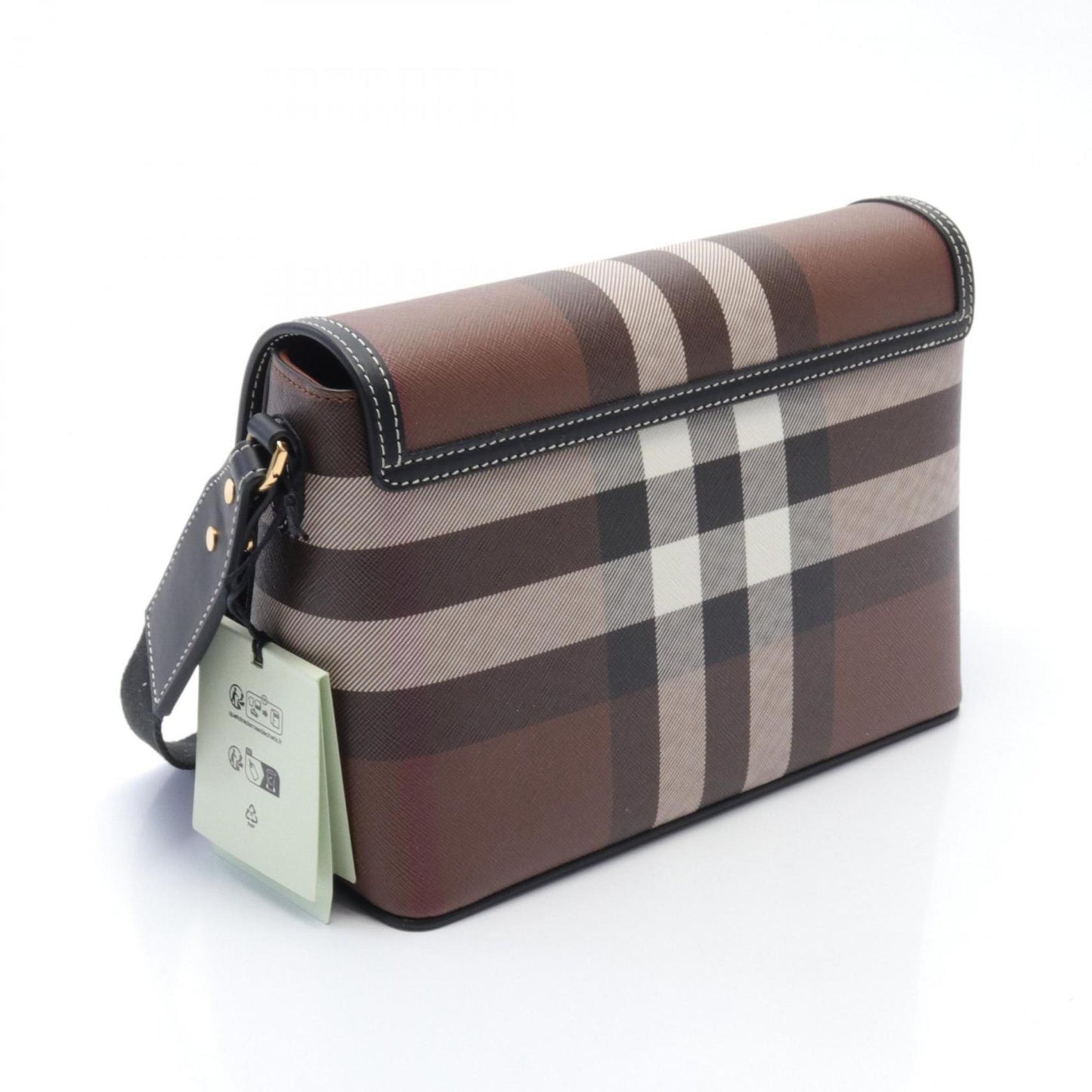 Burberry    Coated Canvas Leather Shoulder Bag ()