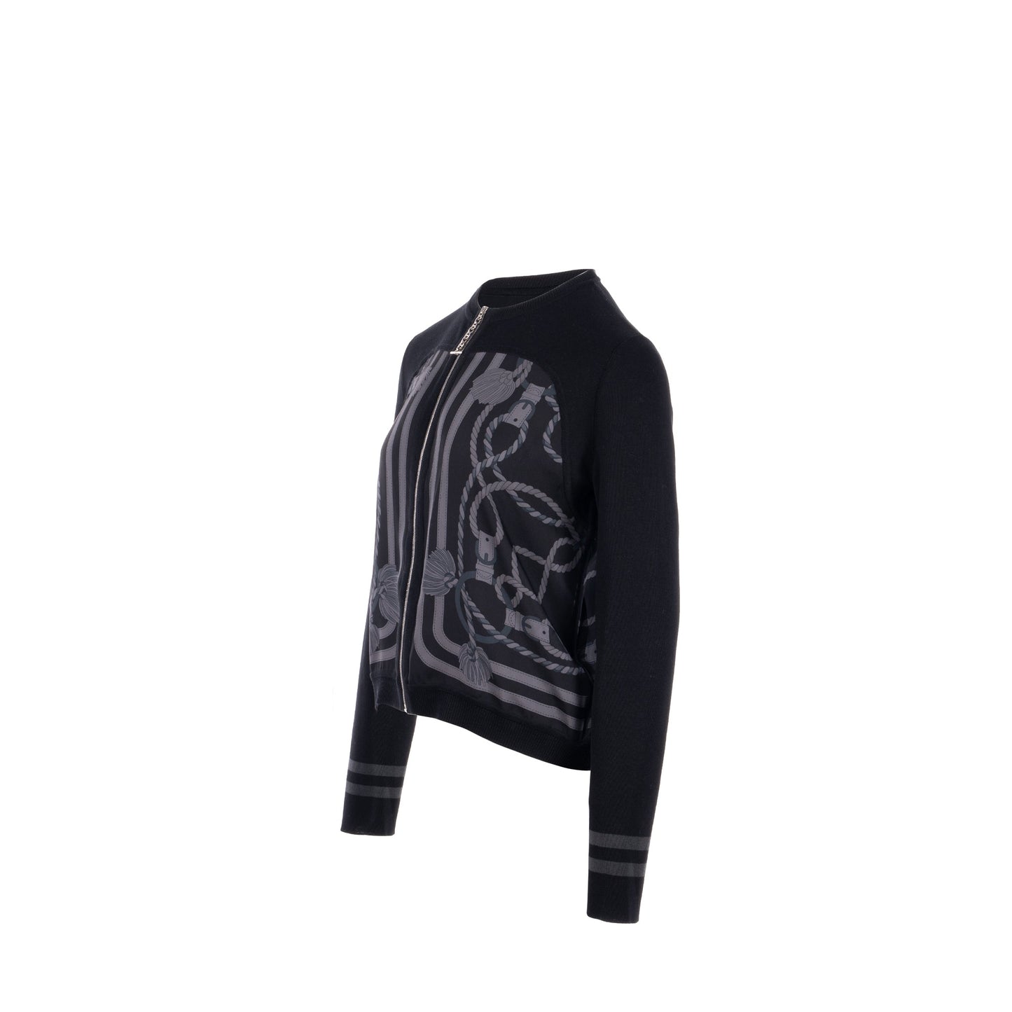 Hermes Size 38 Cardigan Zippe Twillaine Silk/Cotton Noir