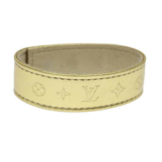 LOUIS VUITTON Suhari Bracelet Leather 2008 Hong Kong Only Gold All LV 74006