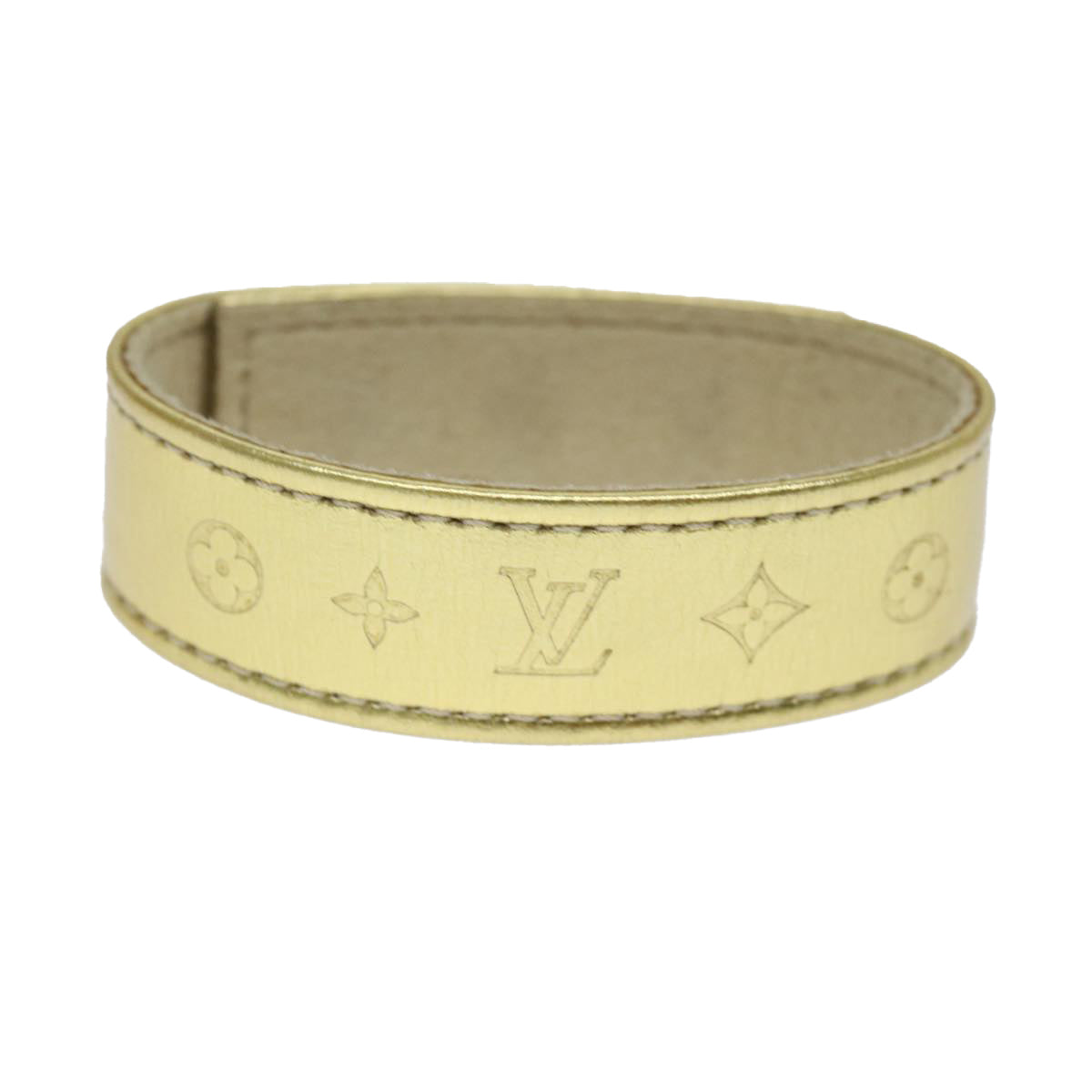 LOUIS VUITTON Suhari Bracelet Leather 2008 Hong Kong Only Gold All LV 74006