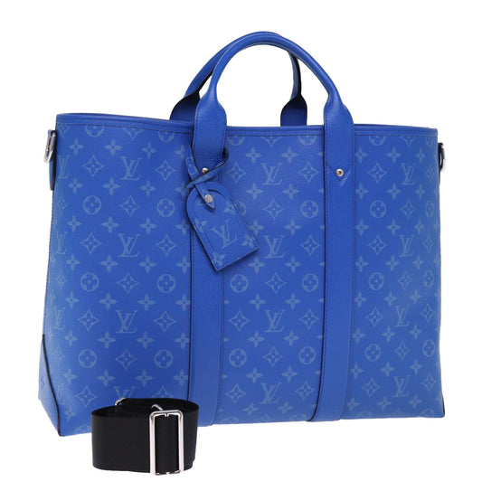 LOUIS VUITTON Taigalama Weekend Tote NM Tote Bag 2way Blue M31010 LV 74022S
