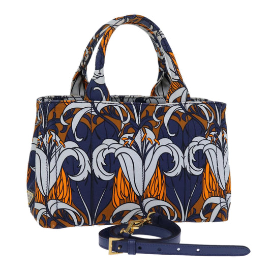 PRADA Canapa PM Hand Bag Canvas 2way Blue  74189