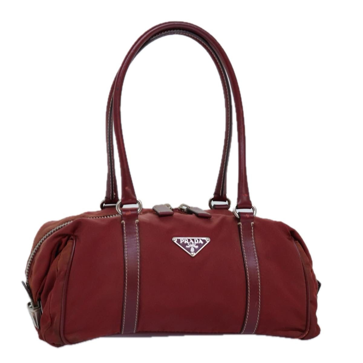 PRADA Hand Bag Nylon Bordeaux  74195