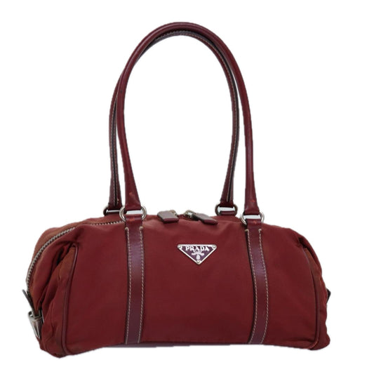 PRADA Hand Bag Nylon Bordeaux  74195
