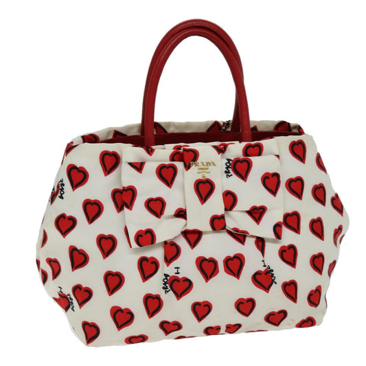 PRADA Ribbon Tote Bag Nylon Red White  74201