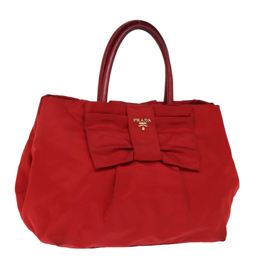 PRADA Ribbon Tote Bag Nylon Red  74203