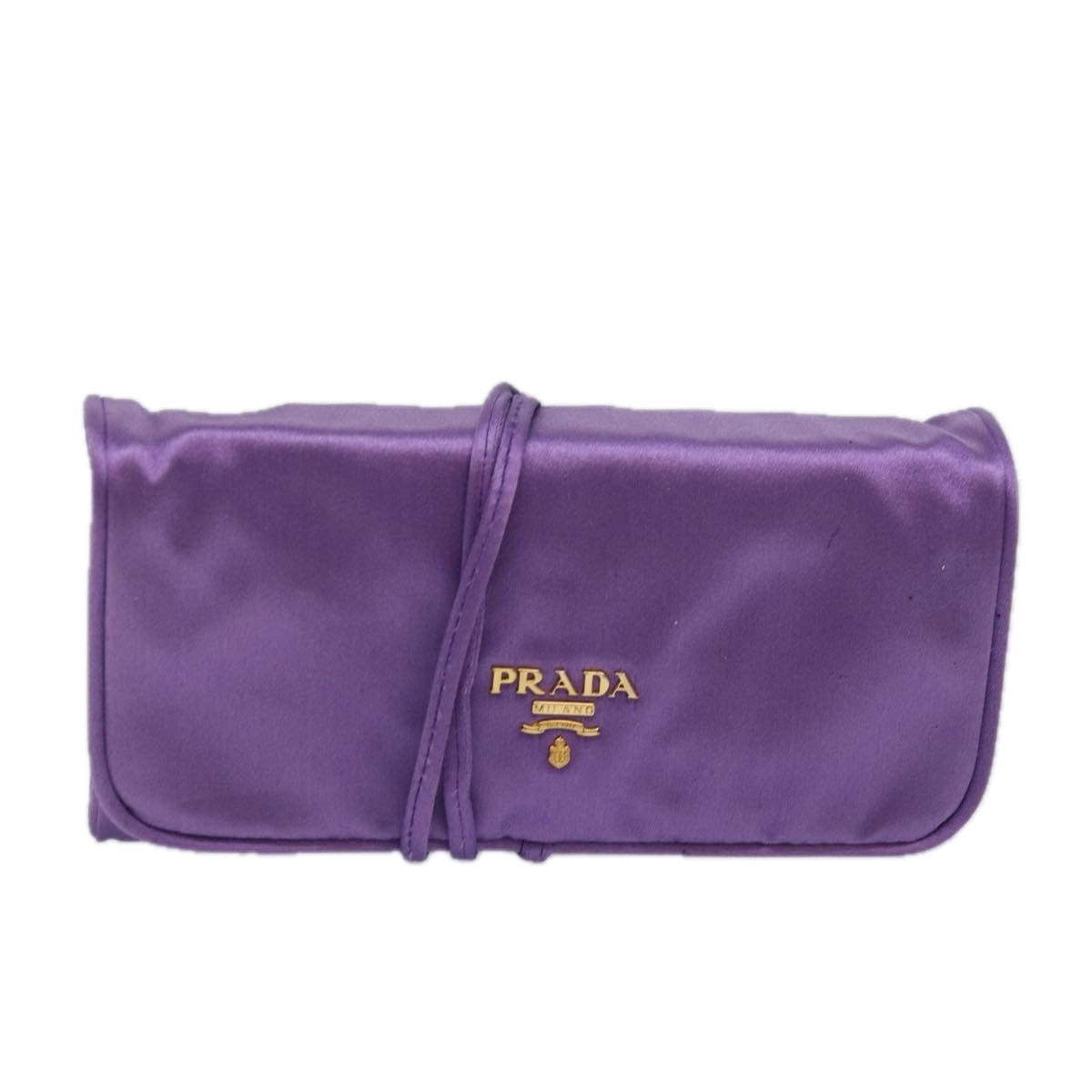 PRADA Jewelry Case Cosmetic Pouch Satin Purple  74450