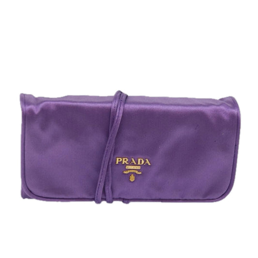 PRADA Jewelry Case Cosmetic Pouch Satin Purple  74450