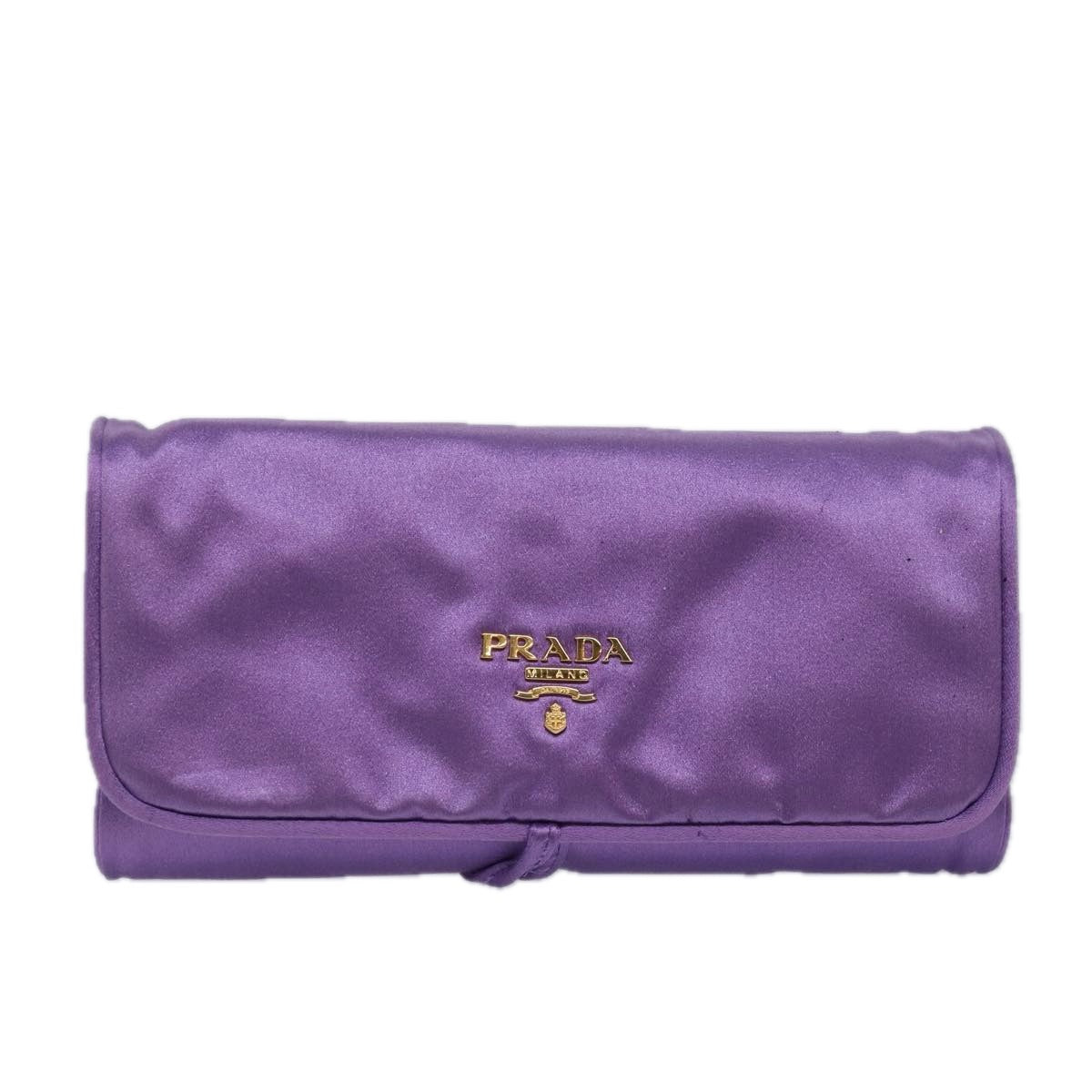 PRADA Jewelry Case Cosmetic Pouch Satin Purple  74450