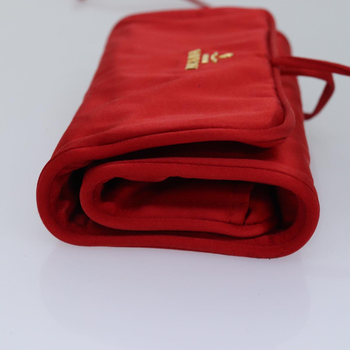 PRADA Jewelry Case Cosmetic Pouch Satin Red  74451