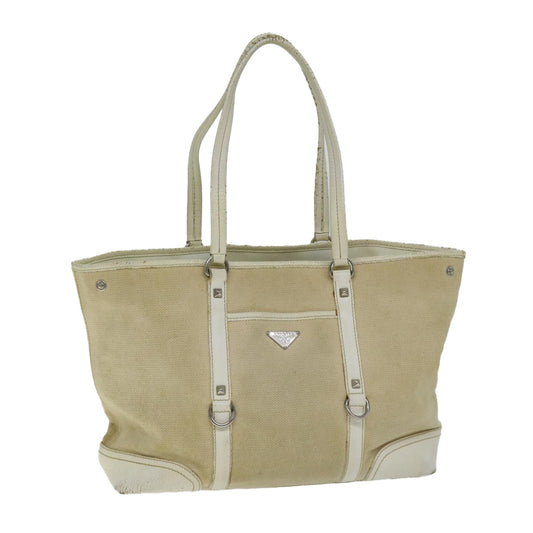 PRADA Tote Bag Canvas Beige  74474