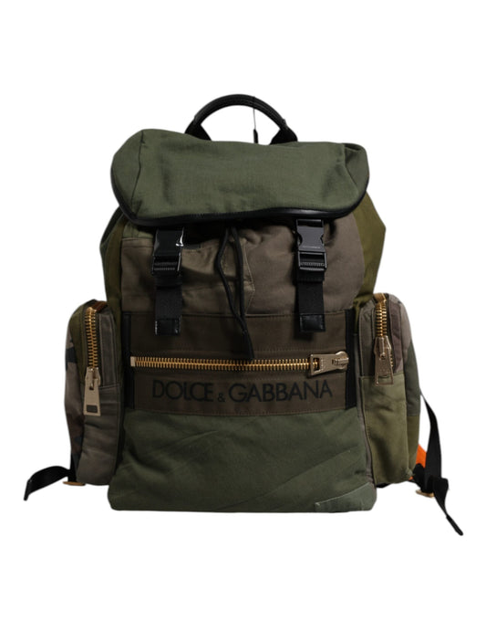 Dolce & Gabbana Green Patchwork Travel Backpack Military Men's Bag