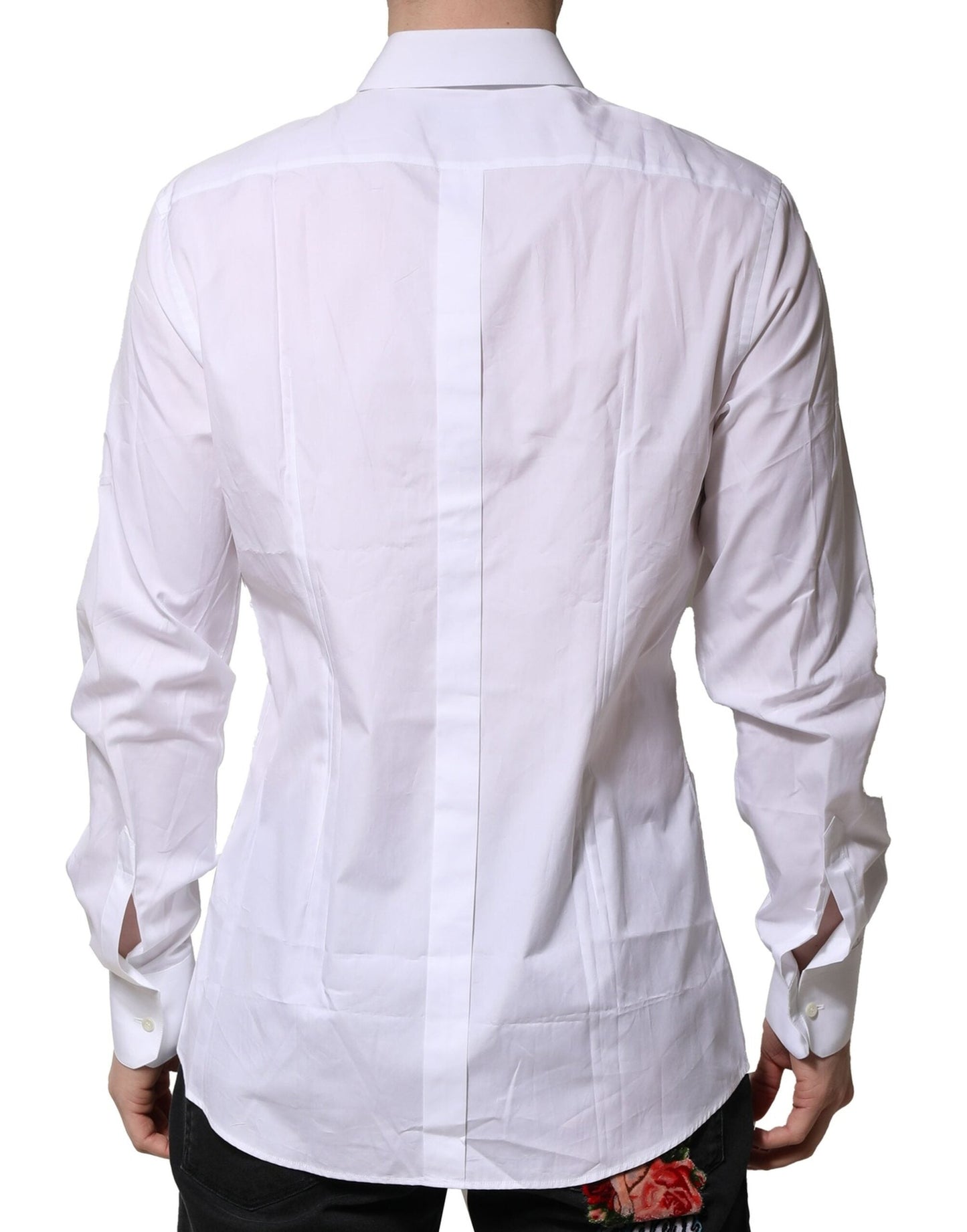 Dolce & Gabbana White Cotton GOLD Long Sleeves Formal Men's Shirt
