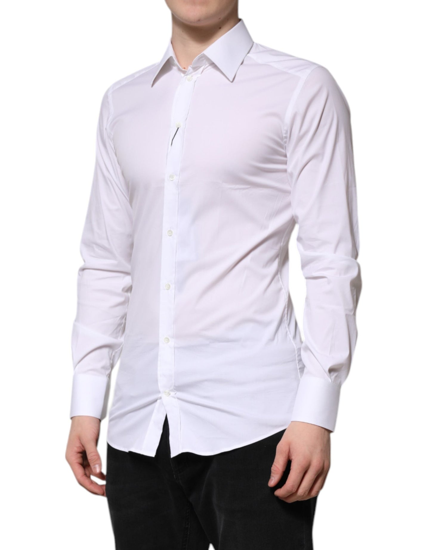 Dolce & Gabbana White Cotton GOLD Long Sleeves Formal Men's Shirt