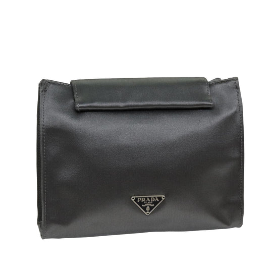 PRADA Pouch Satin Silver  74688