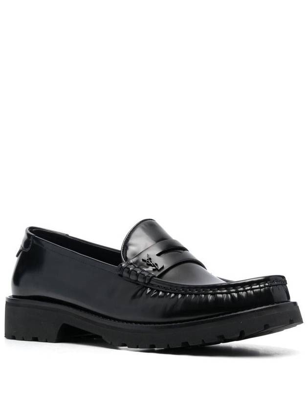 Saint Laurent Monogram Leather Loafers Black