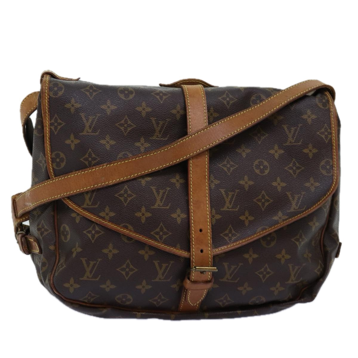 LOUIS VUITTON Monogram Saumur 35 Shoulder Bag M42254 LV 74714