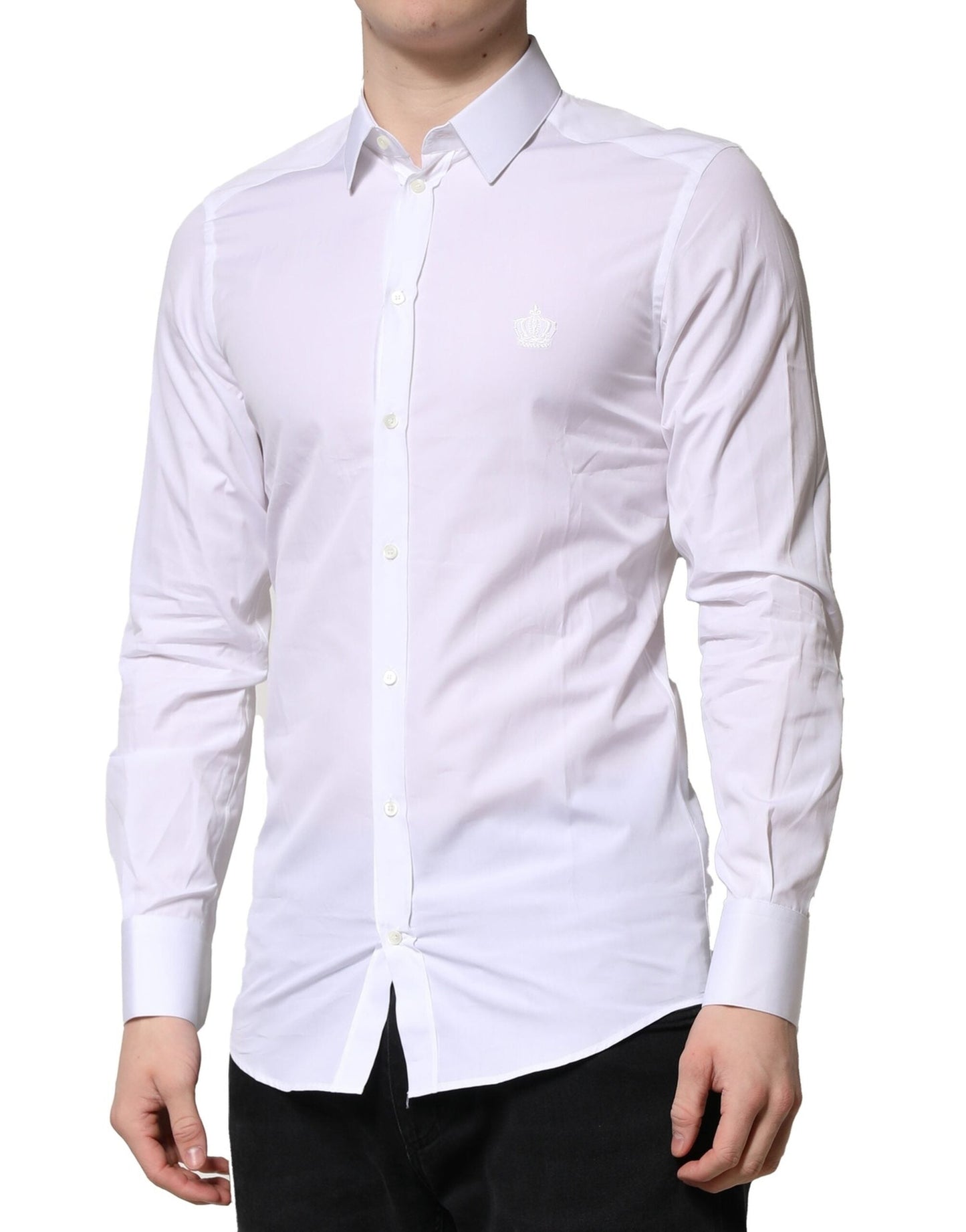 Dolce & Gabbana White GOLD Cotton Long Sleeves Men Formal Men's Shirt ()