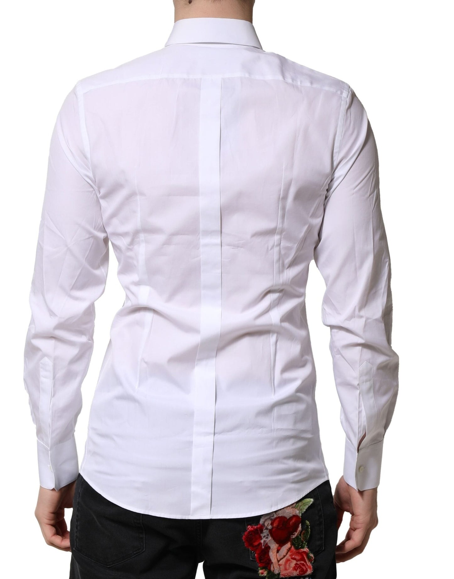 Dolce & Gabbana White GOLD Cotton Long Sleeves Men Formal Men's Shirt ()